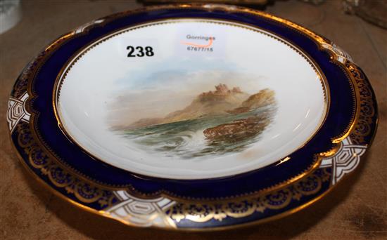 A Coalport medium sized dessert comport, signed J.H. Plant and marked Barnlion Castle